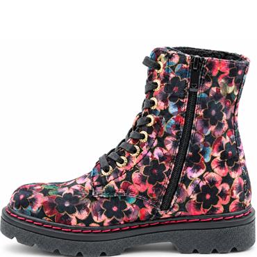 HEAVENLY FEET WOMENS ZIP LACE ANKLE BOOT - ROSE PINK VELOUR